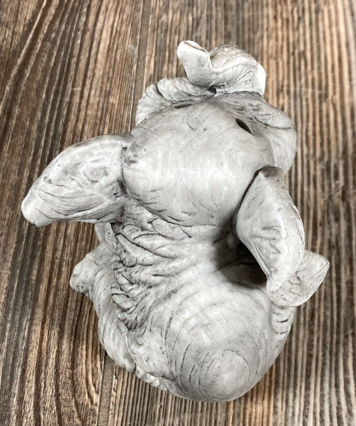 Elephant Baby Sitting Figurine Ceramic Trunk Up Gray Hand Painted 4in Taiwan