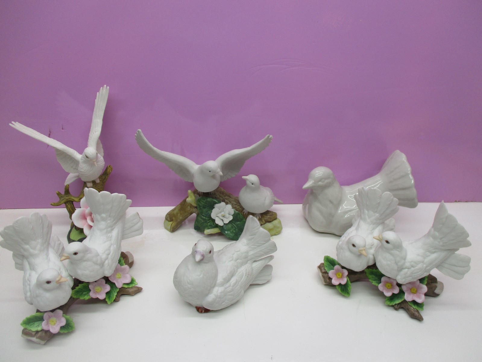 Vtg Lot Of 6 Home Interiors & More Porcelain White Doves~ SEE PHOTOS For Brands