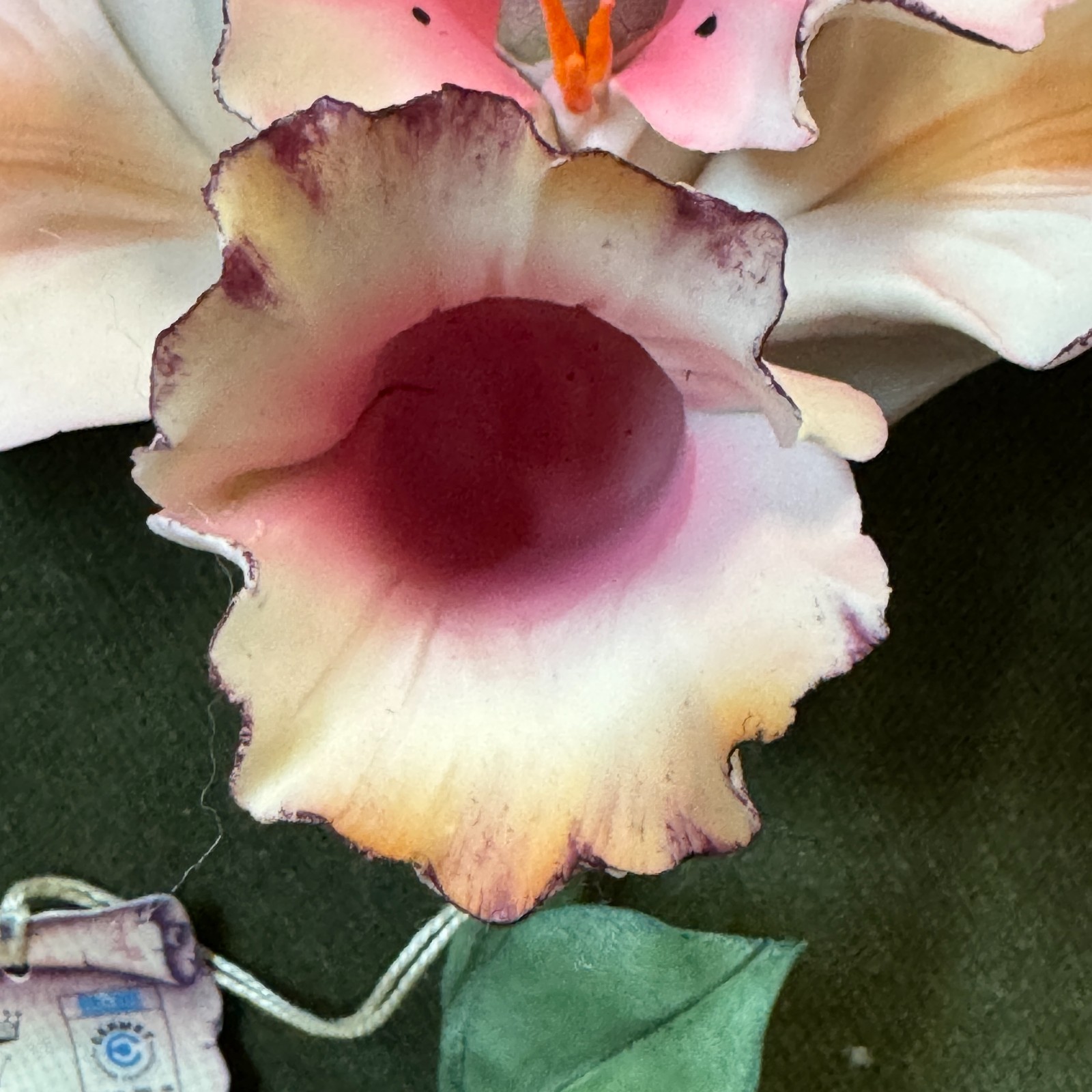 Capodimonte Napoli Italia Dea Capodimonte Porcelain Pink Orchid – NWF #404128
