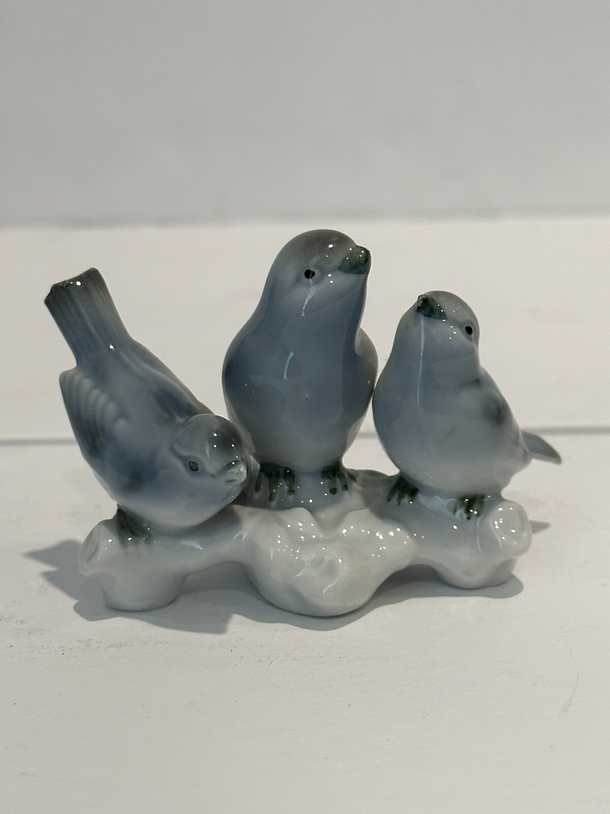 Vintage Western Germany 3 Blue Birds on a Branch Porcelain Figurine