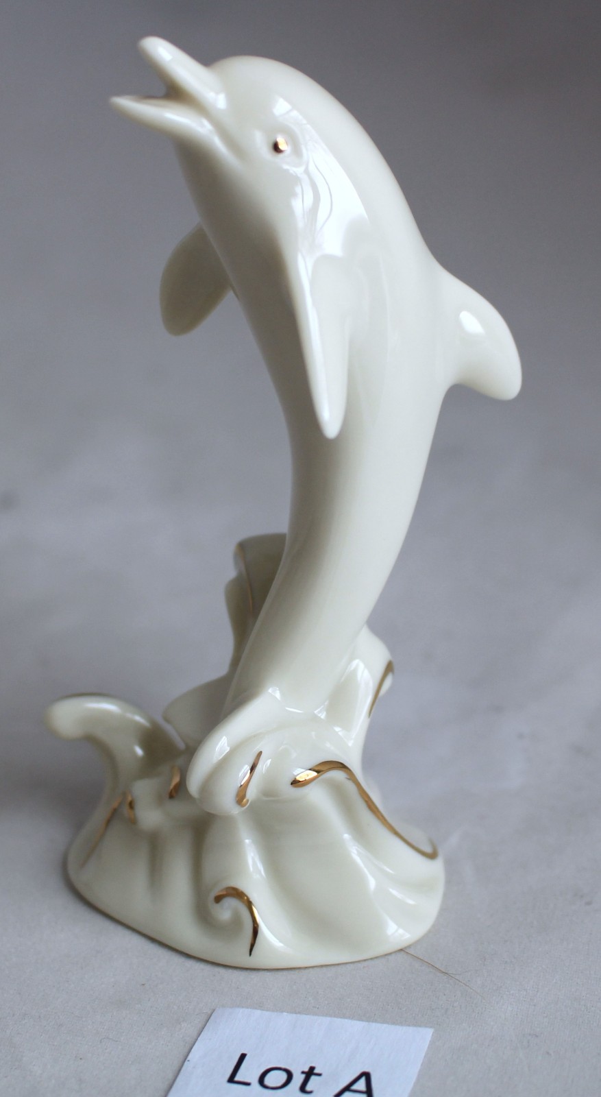 Lenox Leaping Dolphin Figurine Ivory Porcelain 24K Gold Accents 4″ Excellent