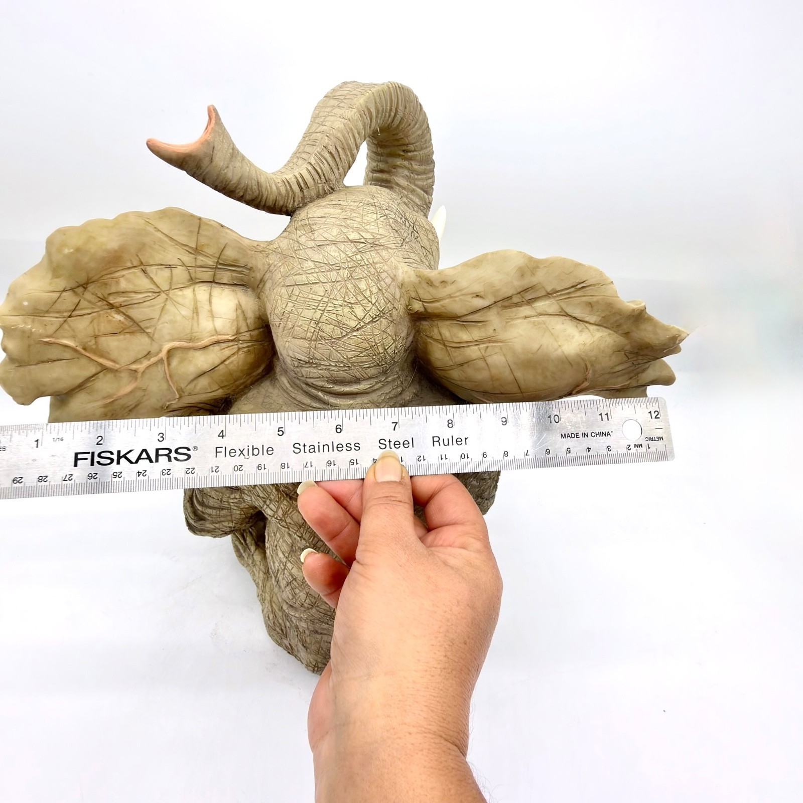 RARE 13” Montefiori Elephant Mother & Calf Heavy Alabastro Stone-Resin Italy DSN