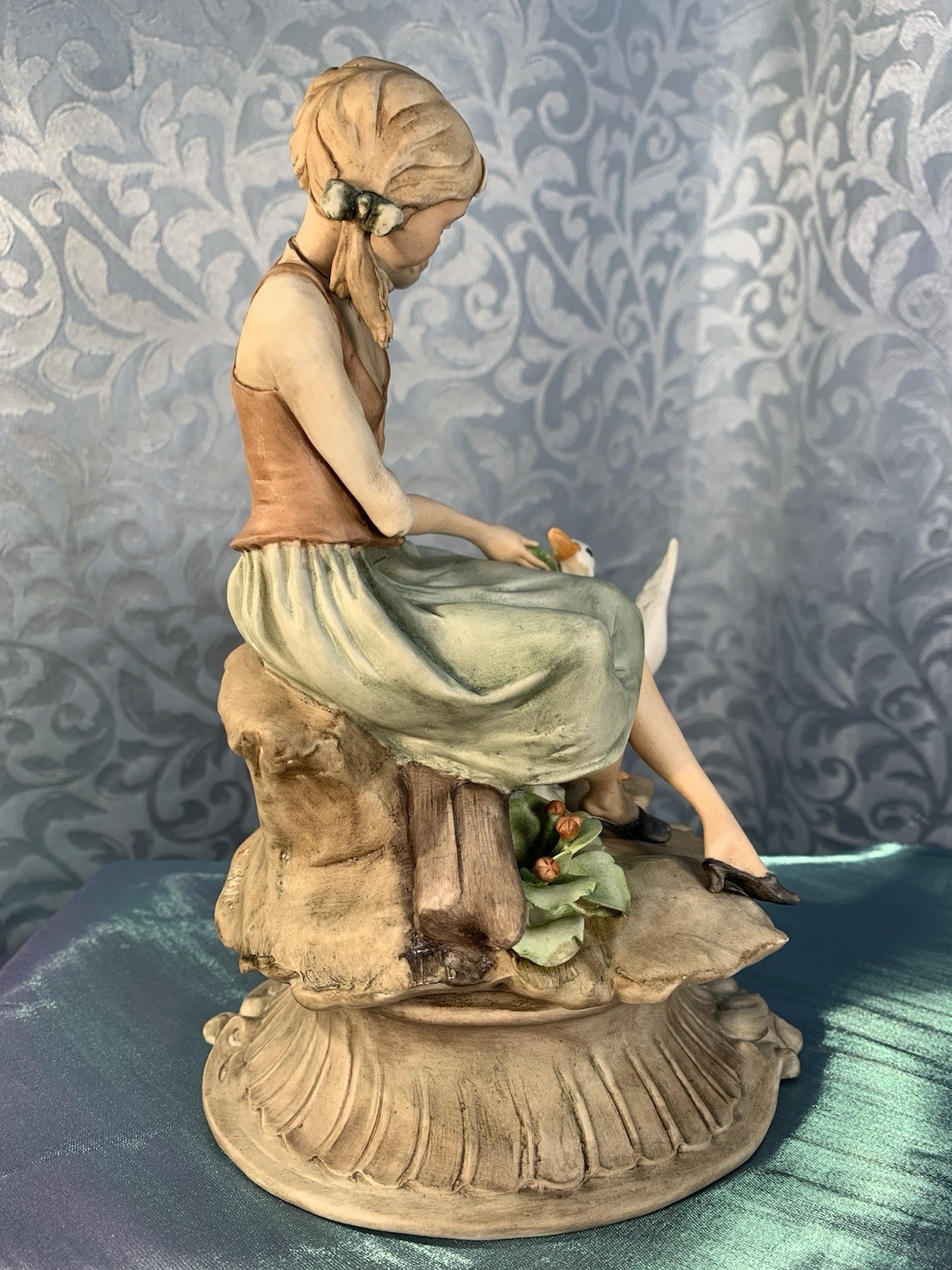 Ethan Allen Nico Venzo Signed Capodimonte Porcelain Girl With Goose
