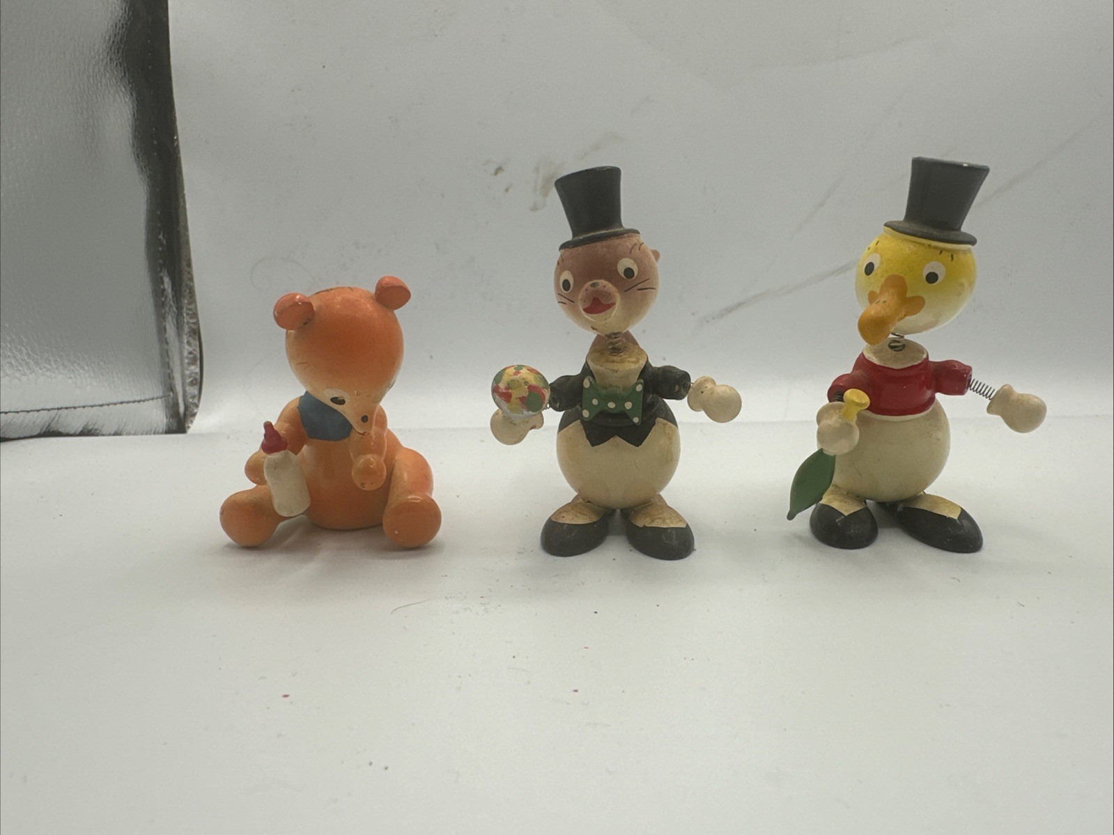 Vintage 3 Piece GOULA Spain + Fox + Duck + Bear Hand Painted