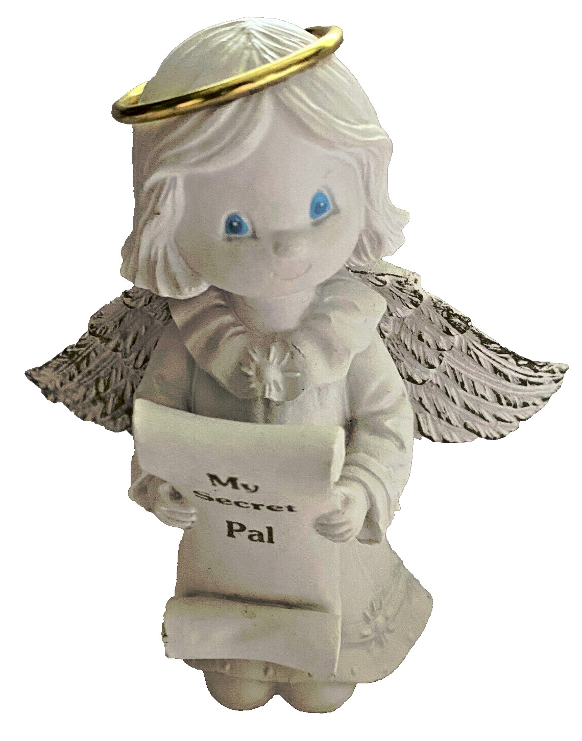 My Secret Pal Angel Figurine 4″H 4″ Wing Span Papal Giftware Vintage Girl Angel