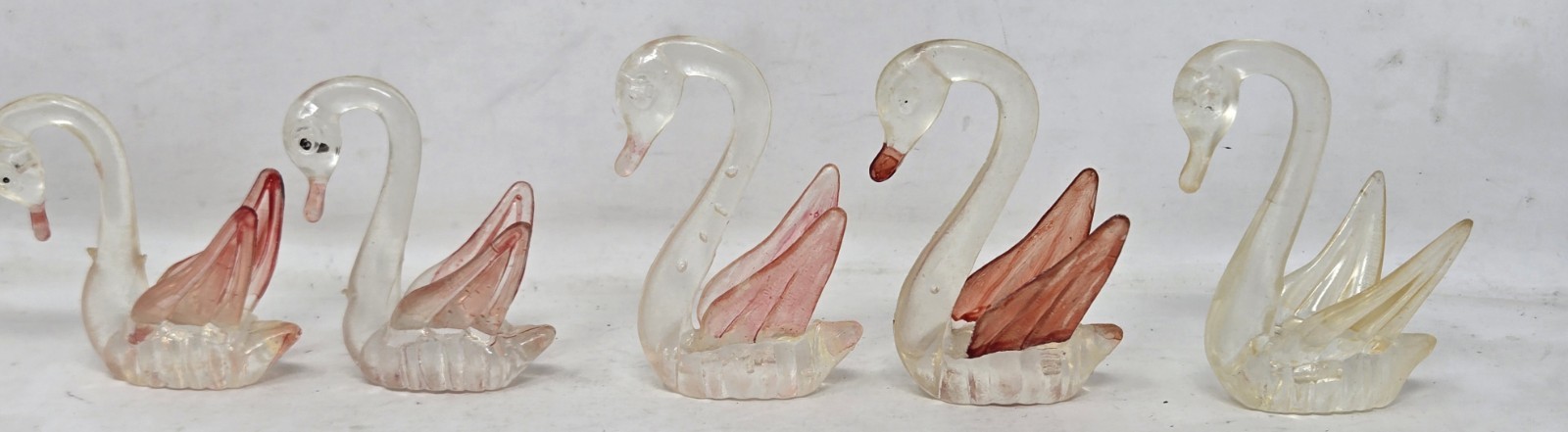 Vintage 5 Lucite MCM Animal Figures Swan MCM ART DECO Pink Yellow Plastic