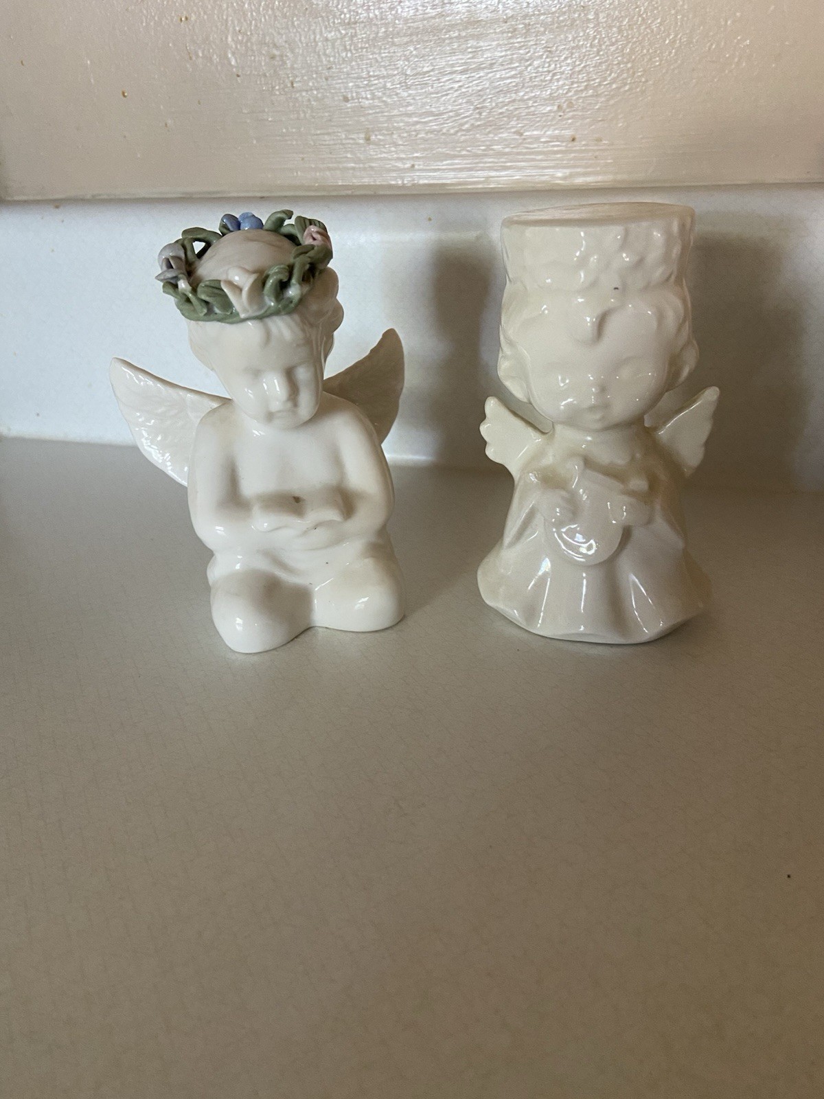 Cherub Angel with Floral Head Wreath reading Bible Also Vintage Christmas Angel