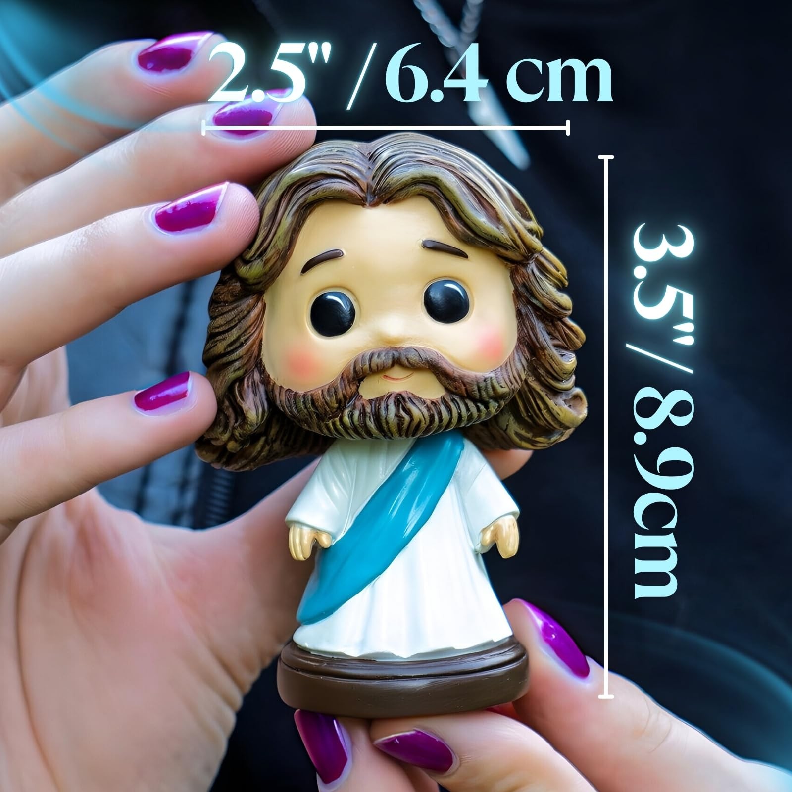 Jesus Bobblehead | Resin Jesus Figurine in Baby Blue for Christian Car Decor,…