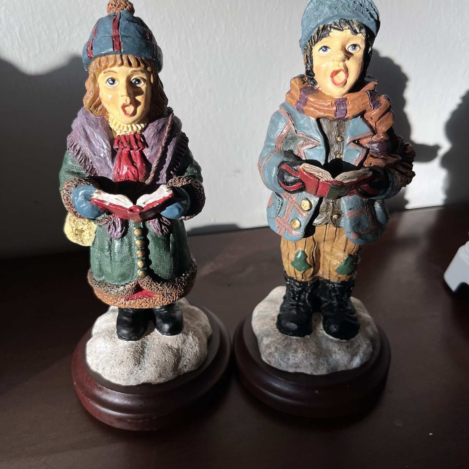 Boy & Girl Christmas Carol’ers Figurines – No Chips Or Cracks – Over 1lb Each
