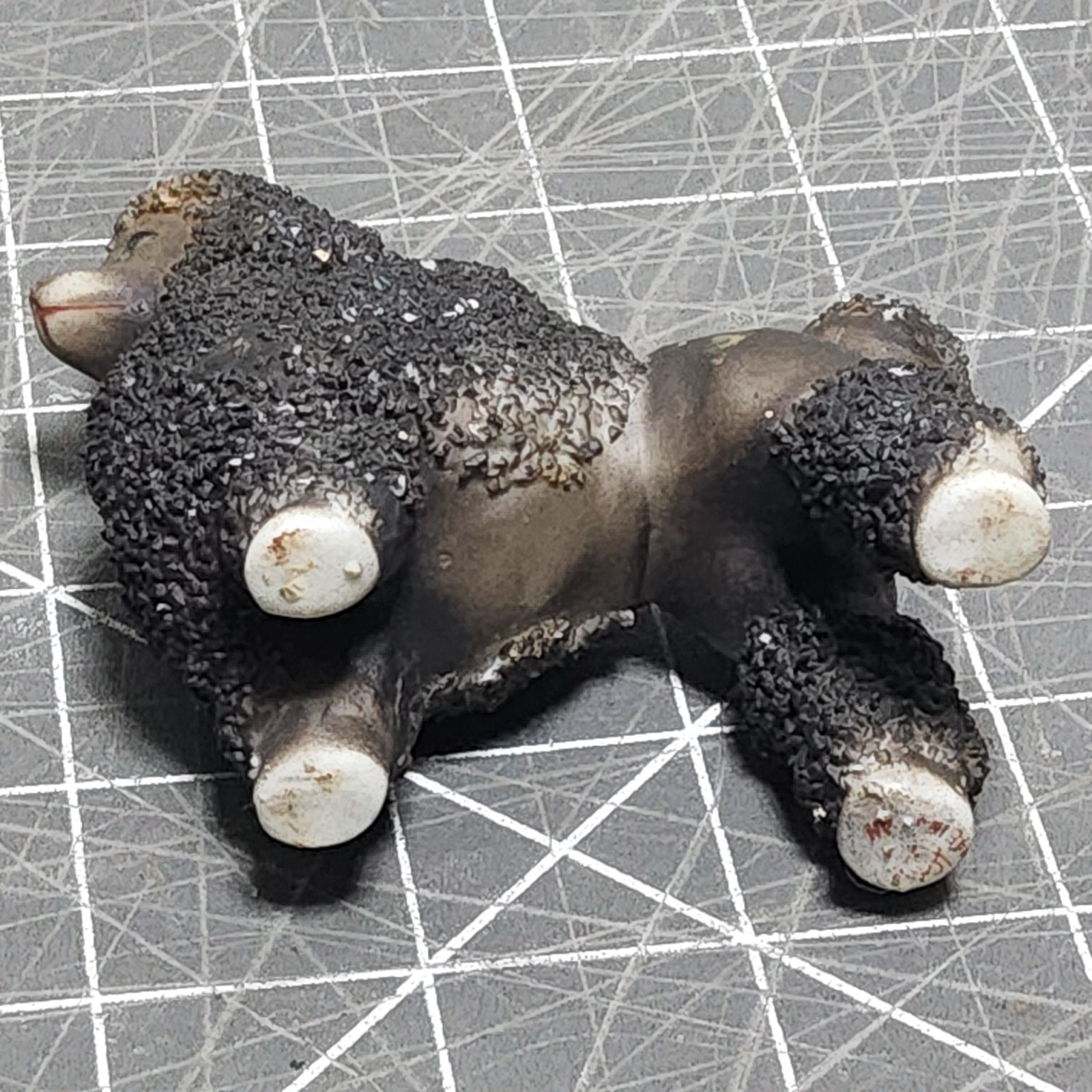 Vintage 50s 3x3x2 porcelain spaghetti poodle figure japan bronze midmod decor