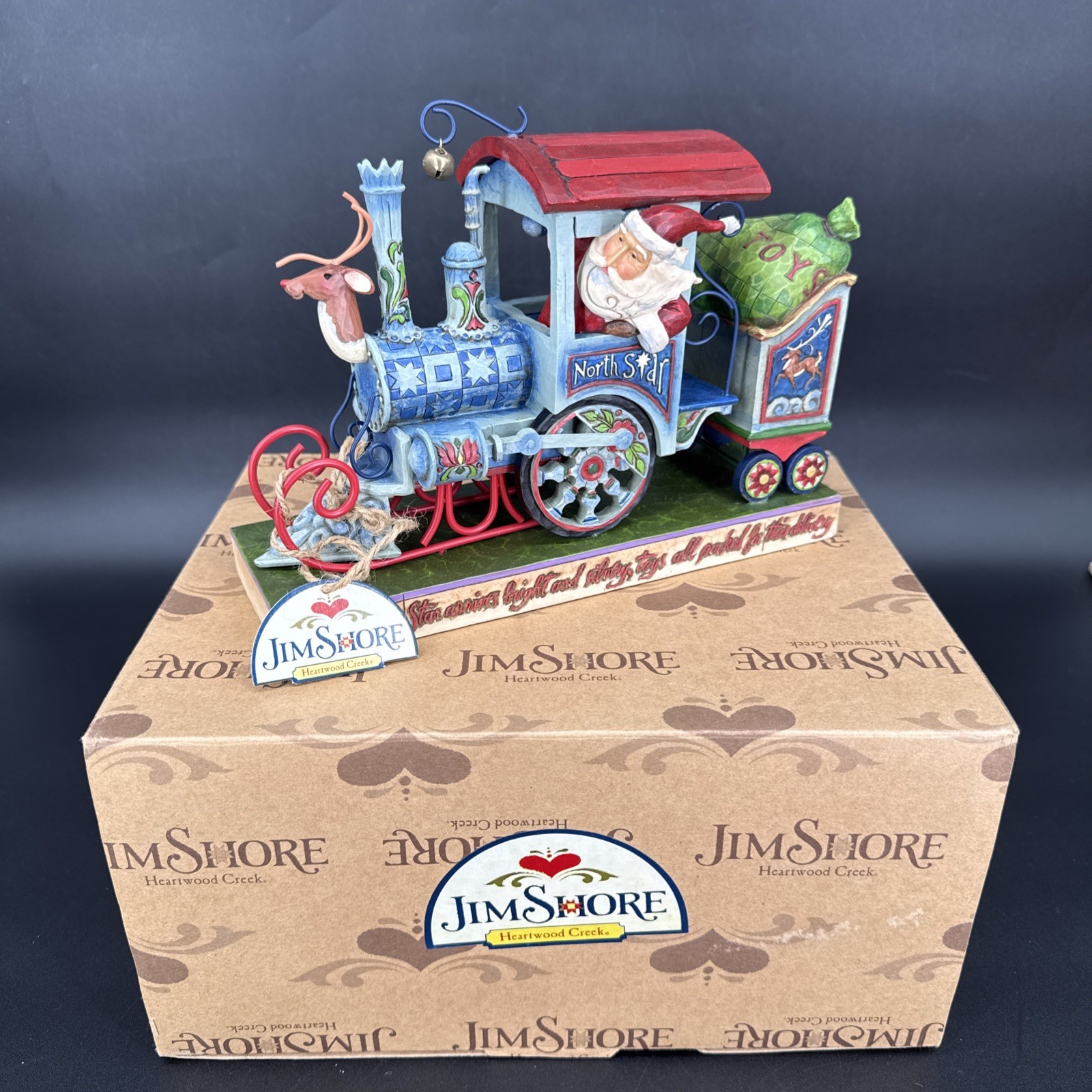 Signed Jim Shore North Star Express Santa Christmas Train Engine 2008 4011073