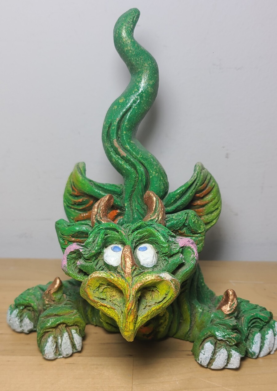 Vintage Buhner Studios Clay Artisan DRAGON Whimsical Sculpture OOAK (K5)