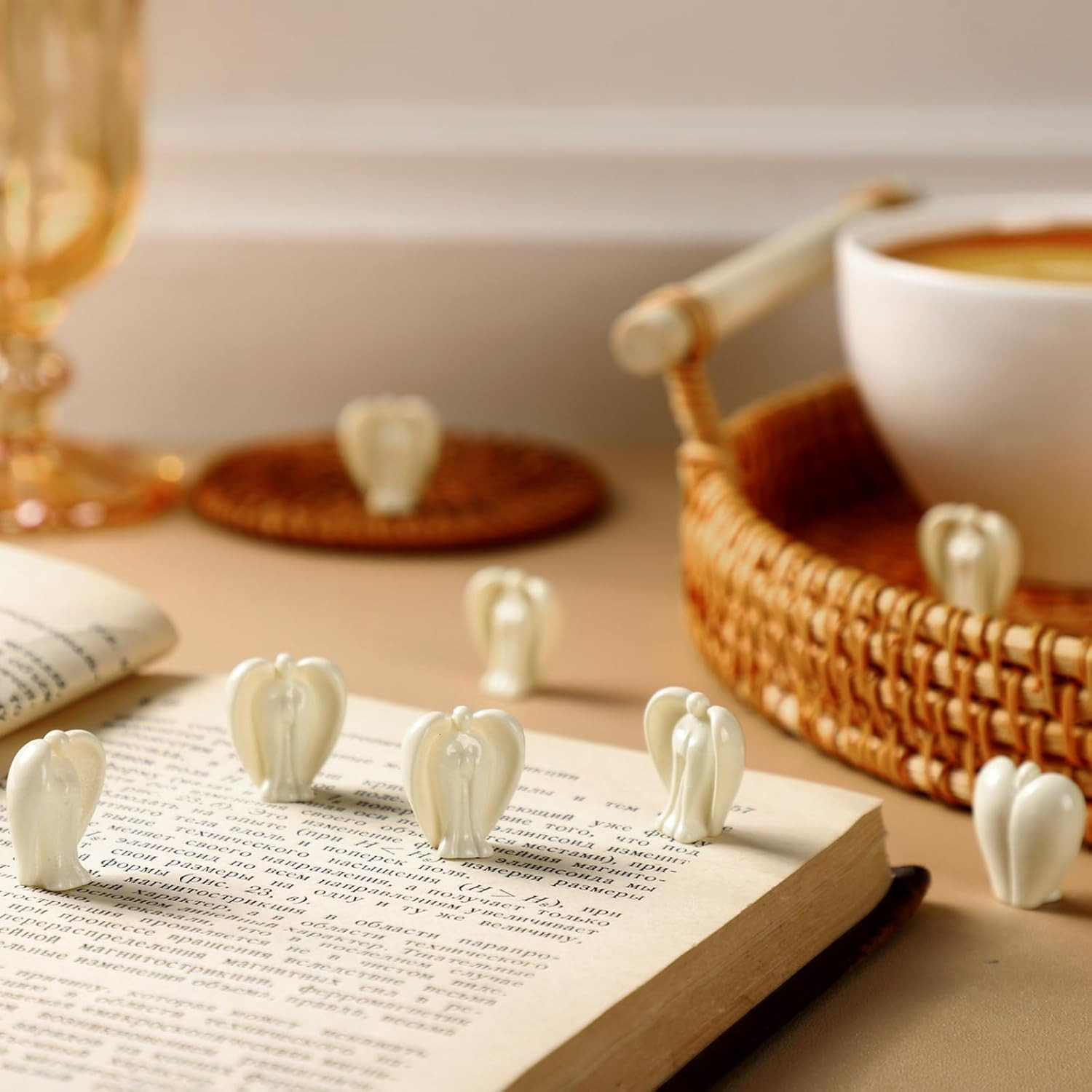 Threehoney 36 Pcs Mini Angel Figurines Miniature Resin Figure Small Angel Figuri