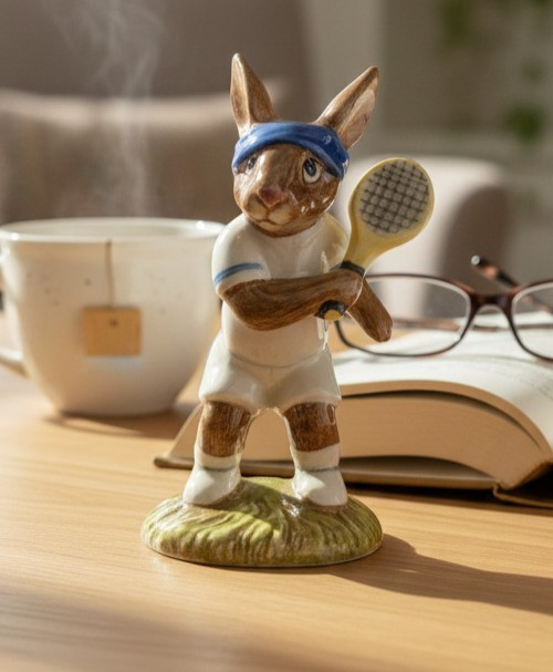 Royal Doulton Bunnykins DB42 Ace Tennis Player Figurine Vintage 1985 England