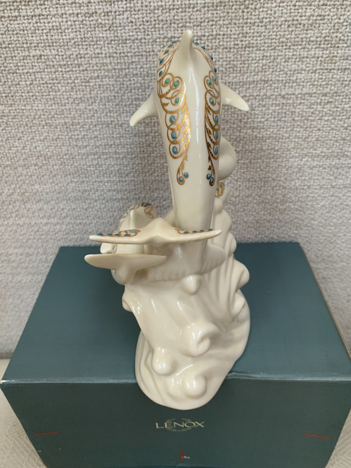 LENOX CHINA JEWEL COLLECTION FROLICKING DOLPHINS FIGURINE