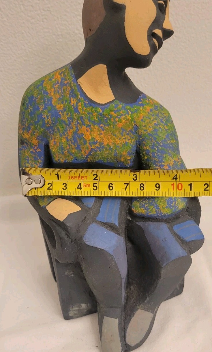 Vtg Sculpture Paule Lemasson Stein French Artist 8″ Man In Chair 1999 #15