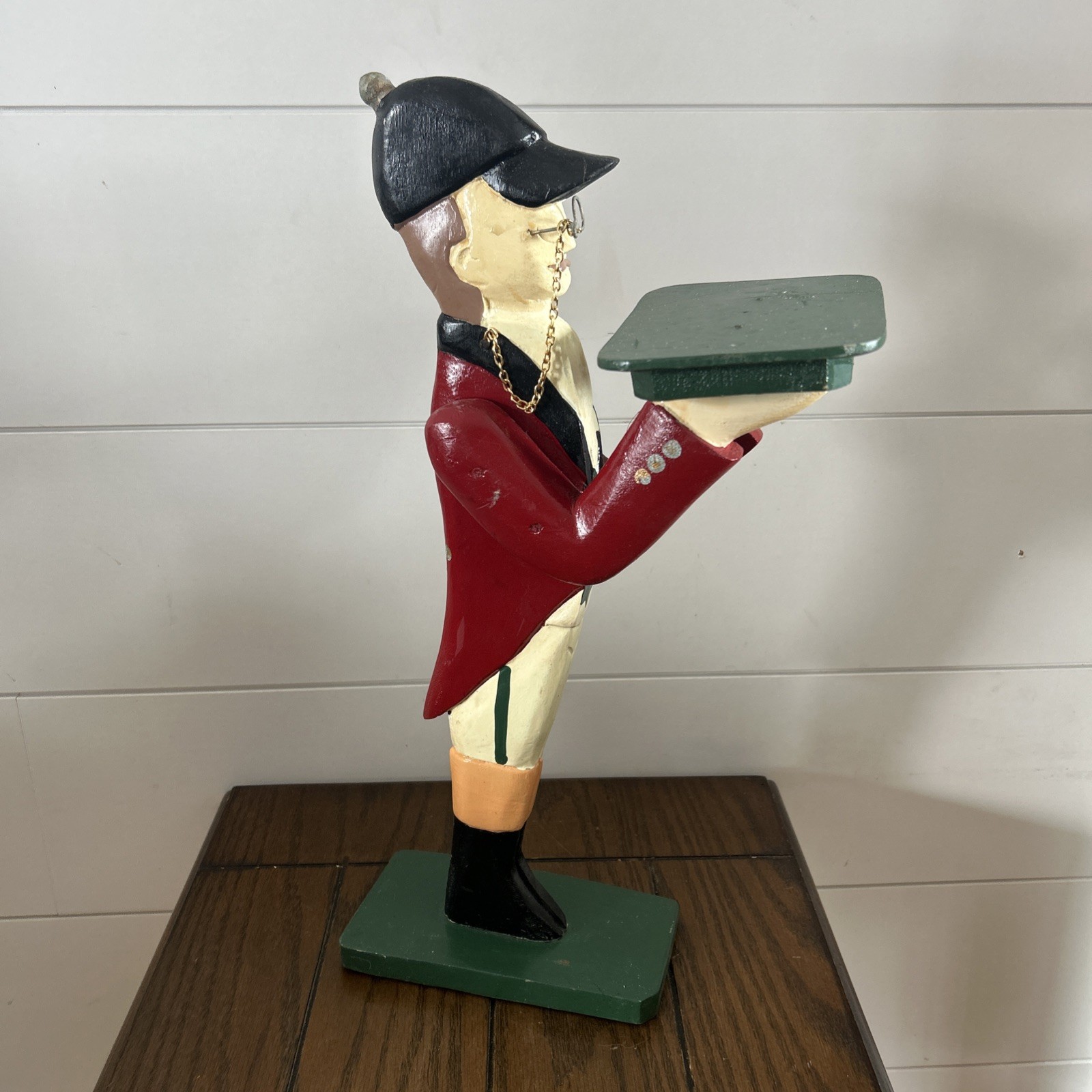 Vtg Christmas Folk Art Wooden Butler Stand Hand-Painted Free Standing 17” tall