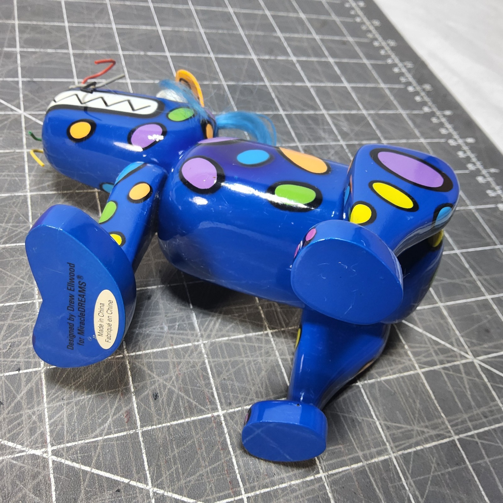 2 vintage design by drew ellwood for miracle dreams animal blue dogs figures 90s