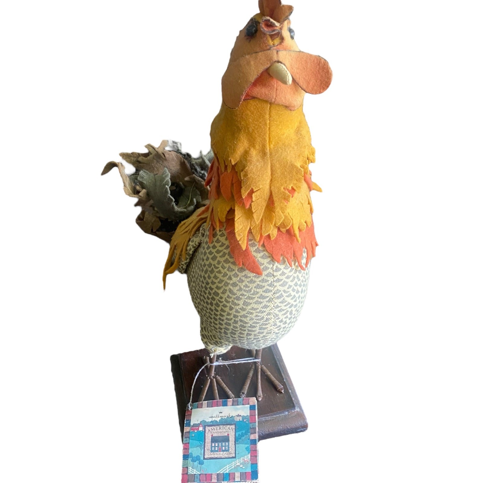 Hallmark Vintage Handmade Craft Rooster Fall Autumn Thanksgiving Colors Country