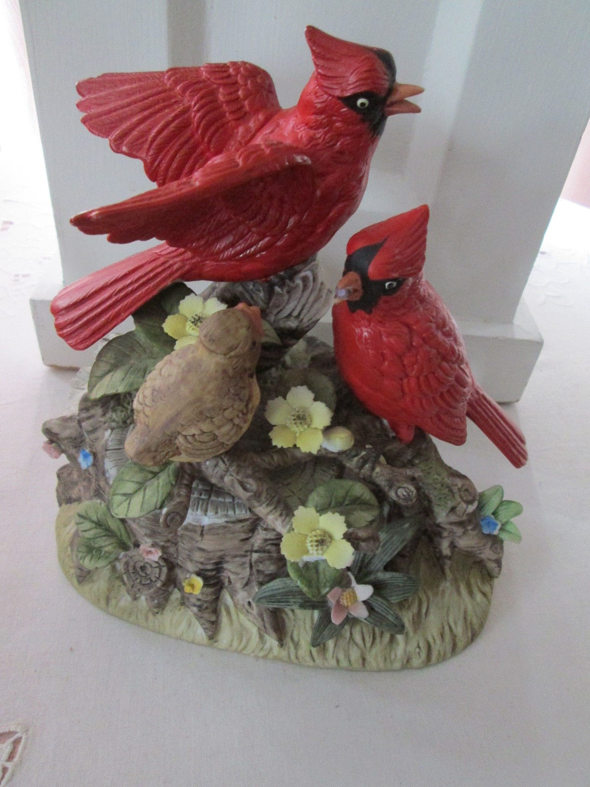 7 inch Cardinal Porcelain Figurine, Jonathon Byron, Broken Flower Petal, VTG