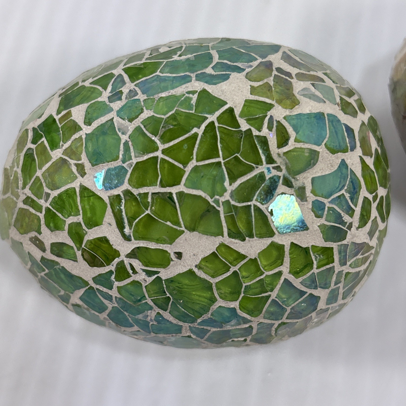 Multi Colored Mosaic Crackle Glass Egg Iridescent Ocean Spring Beach Pastel