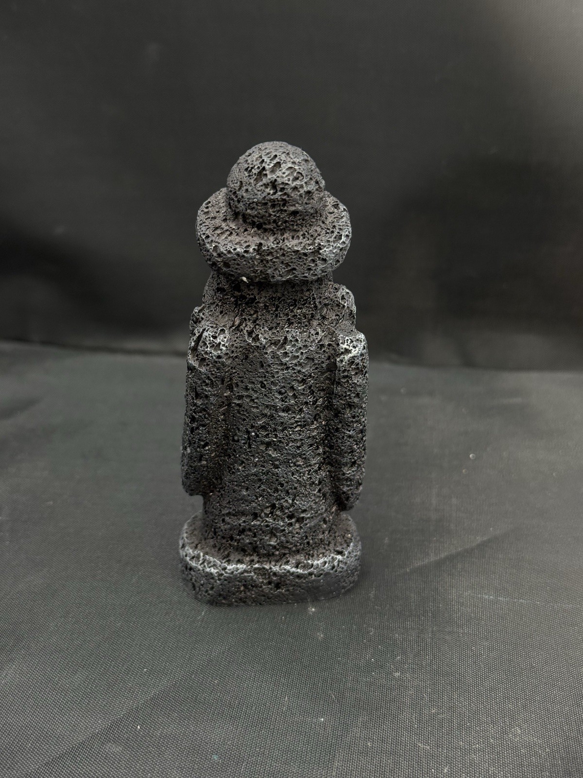 Vintage Lava Rock Statue 4.5″ Stone Grandfather, Carved Tiki Figurine Good Luck