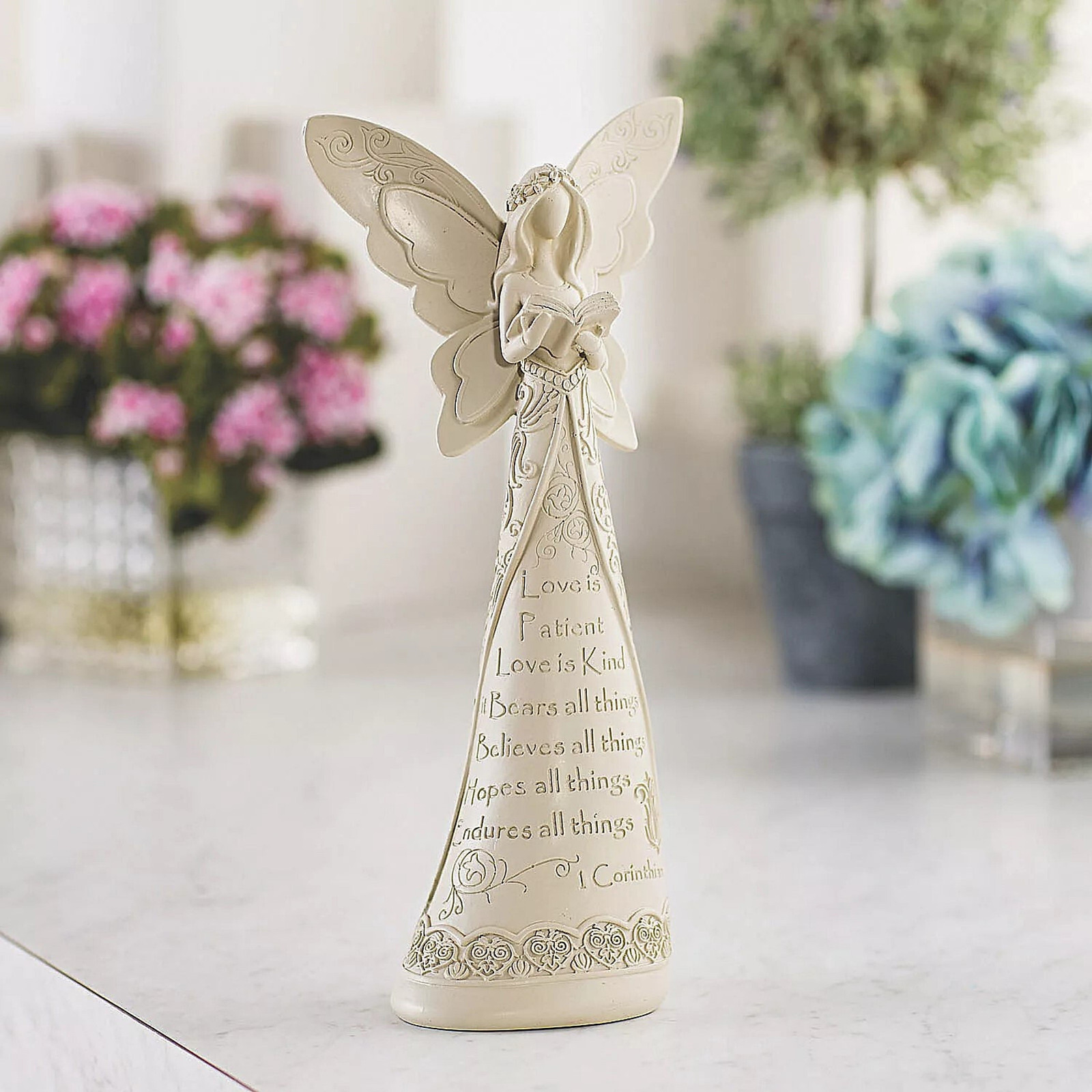 Inspirational 1 Corinthians 13 Angel Figurine Love Statue Religious Sculpture