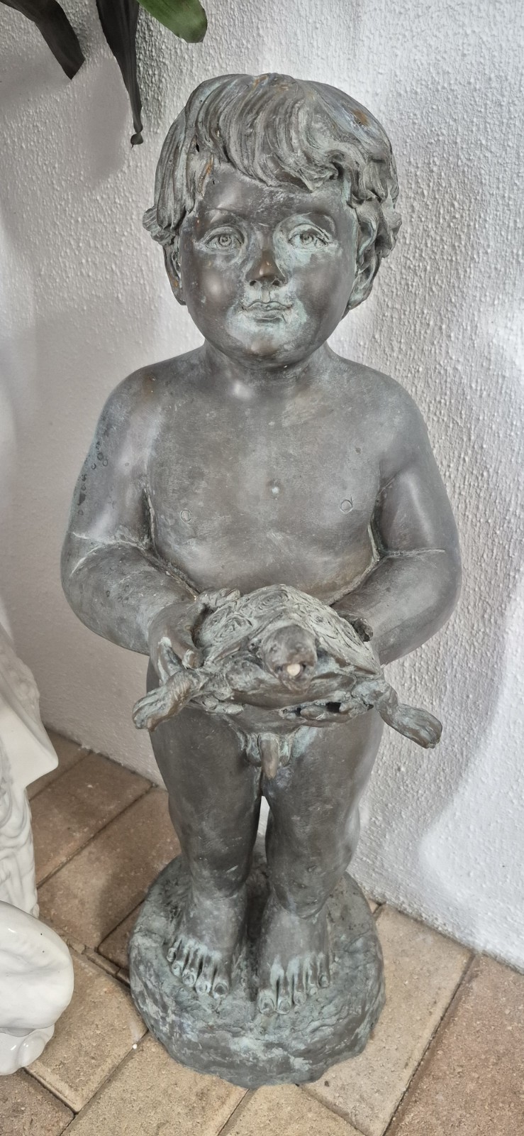 Bronze Fountain Boy Holding Turtle