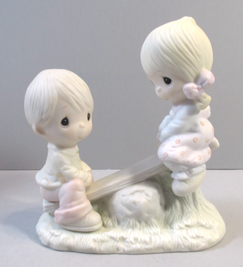 1977 Precious Moments “Love Lifted Me” Children on SeeSaw Figurine – E-1375/A