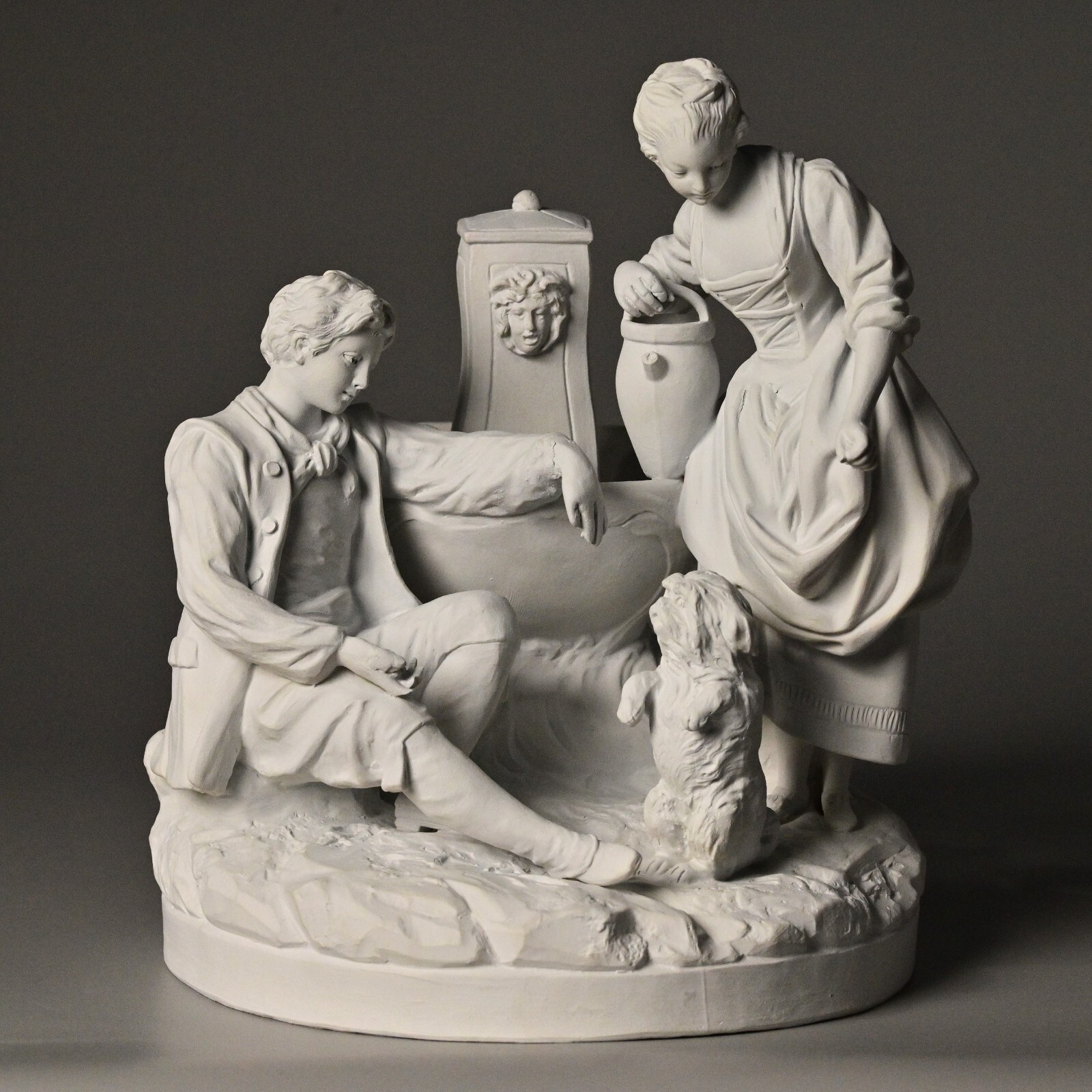 SEVRES Antique Original Signed Porcelain Bisque Figurine Group Statue Sculpture