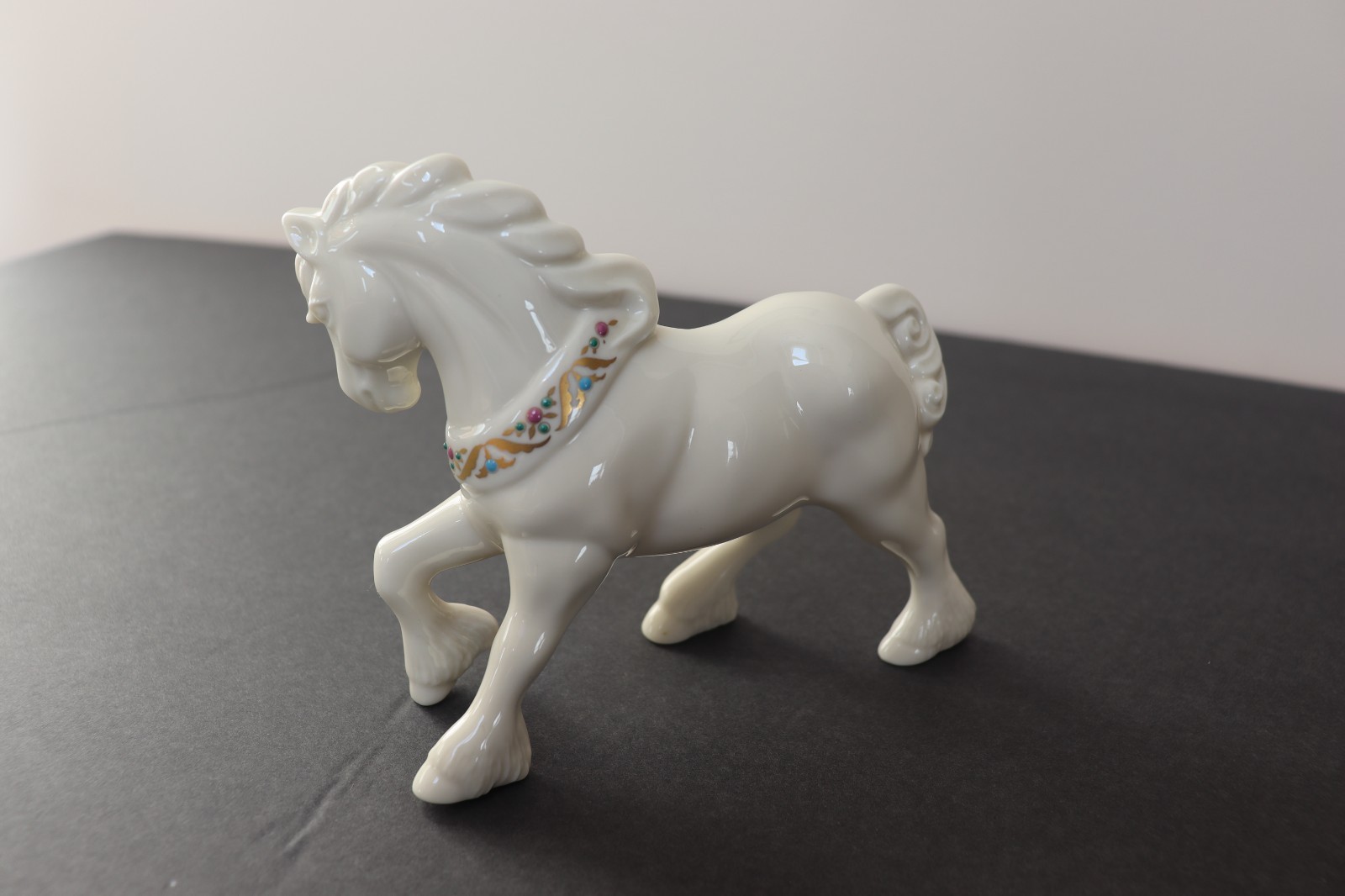 LENOX 1992 CHINA JEWELS CLYDESDALE DRAFT HORSE WITH EMBELLISHMENTS ~MADE IN USA!
