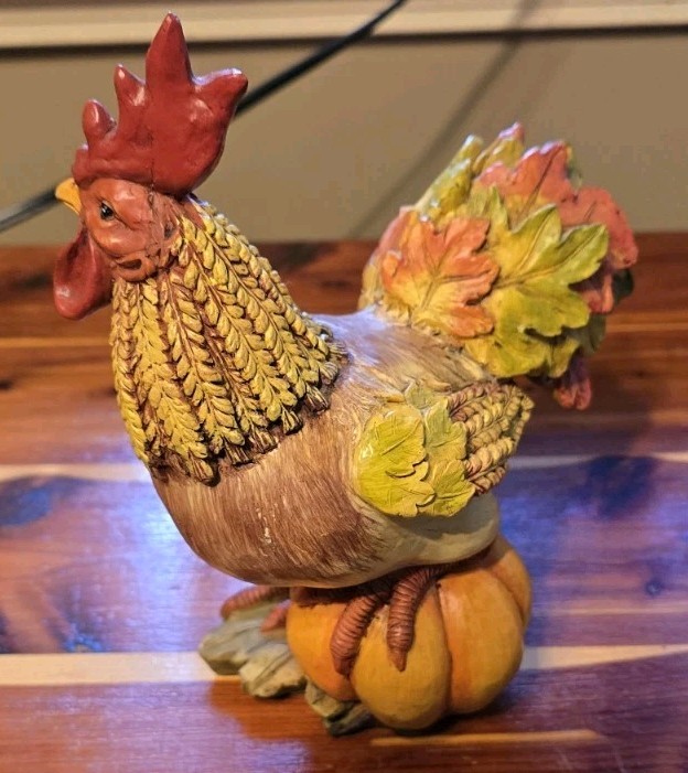 Lenox Autumn’s Call 9″ Resin Rooster Figurine Harvest Pumpkin Fall Farmhouse…