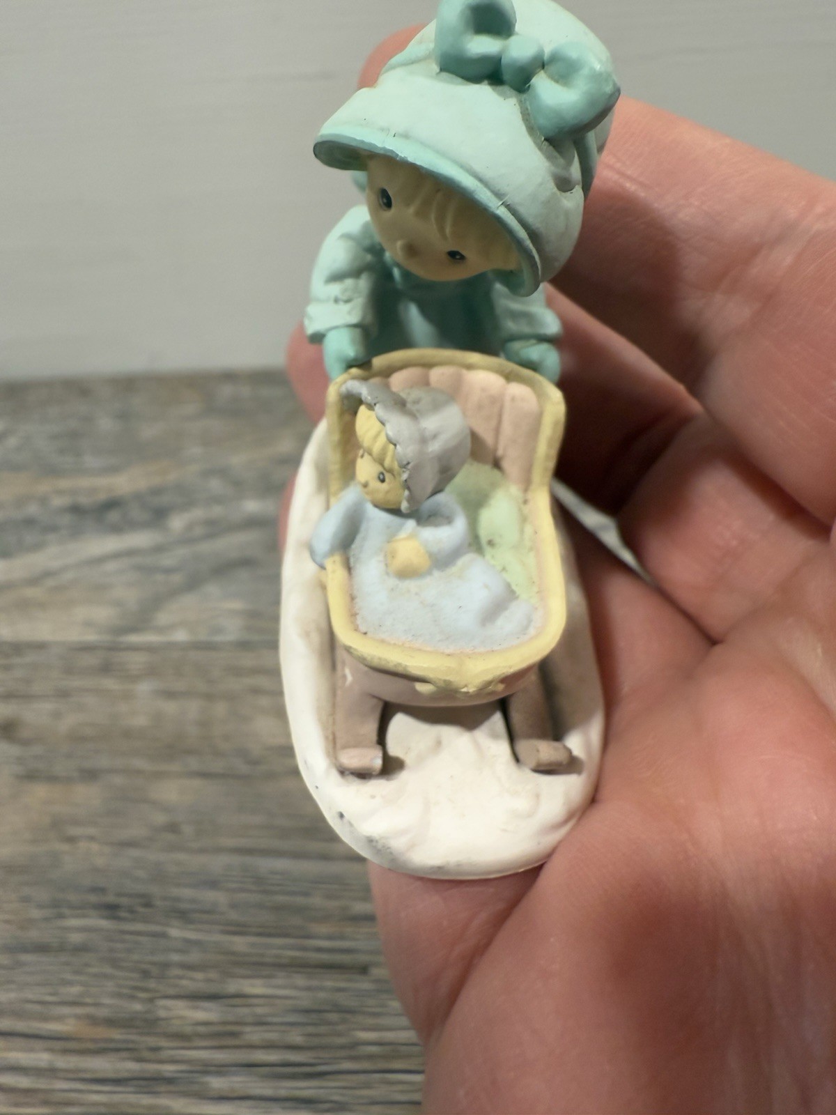 Enesco Precious Moments Mini Figure Plastic Winter Girl baby stroller
