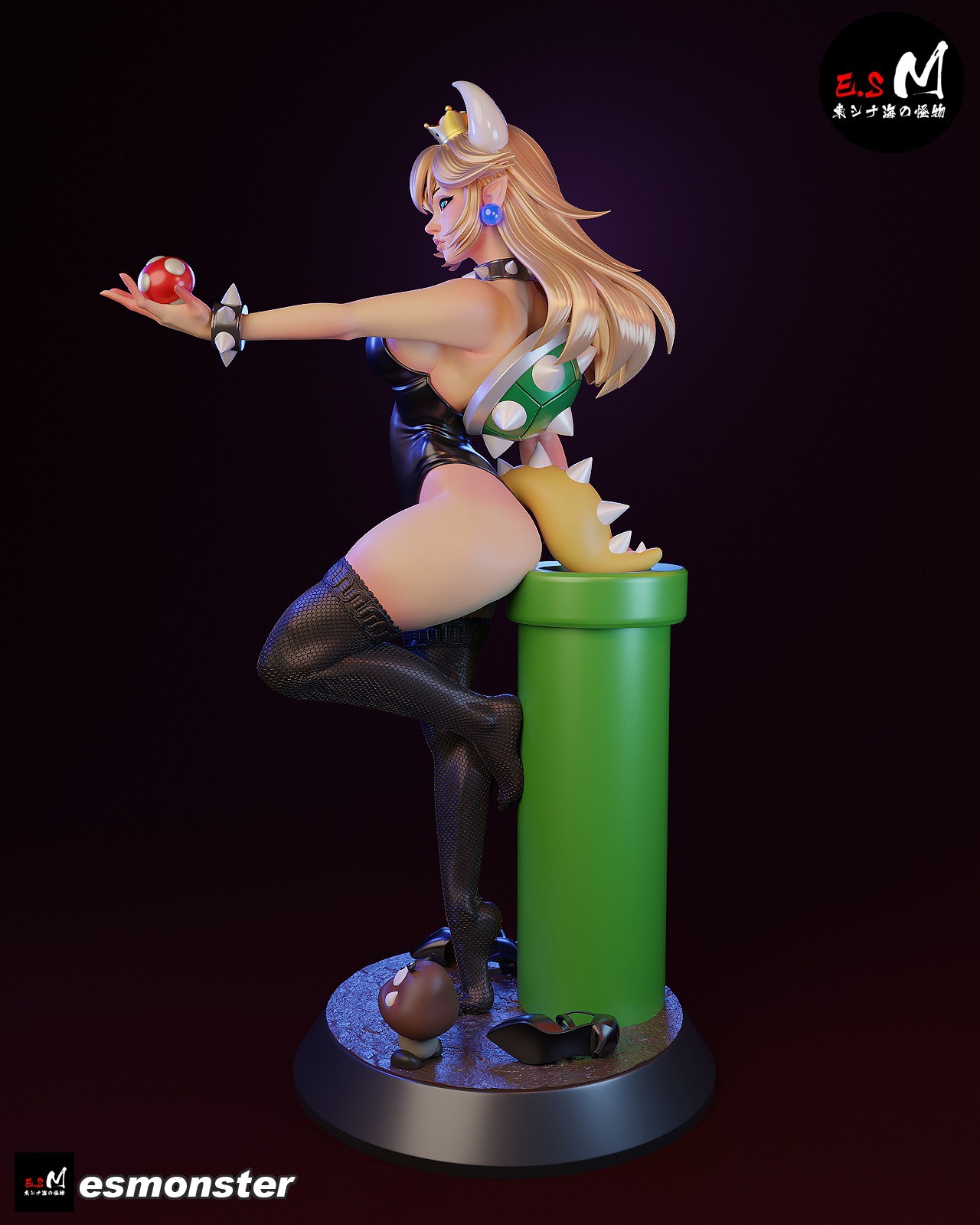 ES Monster Unpainted Unassembled Bowsette Figure Model Kit 1:24-1:4 scale Mario