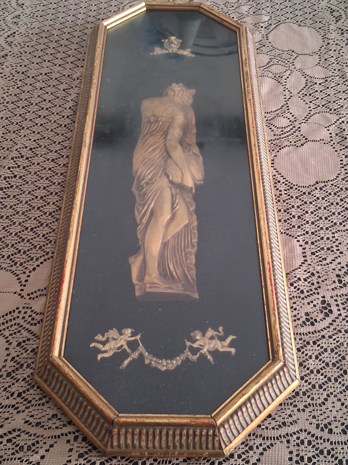 Gold figurine Wall Art Framed Vintage beautiful conditions $199 FREE SHIPPING