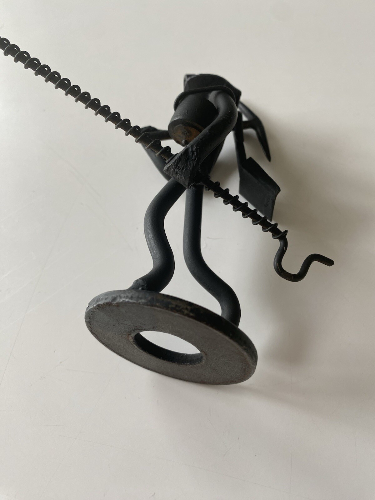 Vintage Handmade Metal Miner Or Gardener Small Art Sculpture