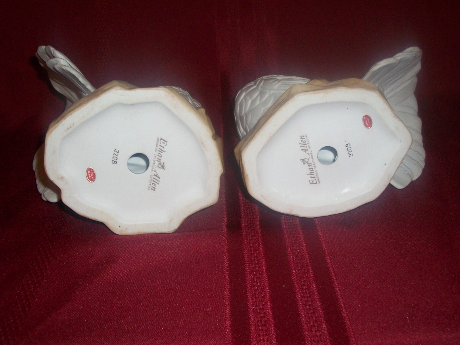 Pair Ethan & Allen White Dove Figurines # 3208 Made In Japan