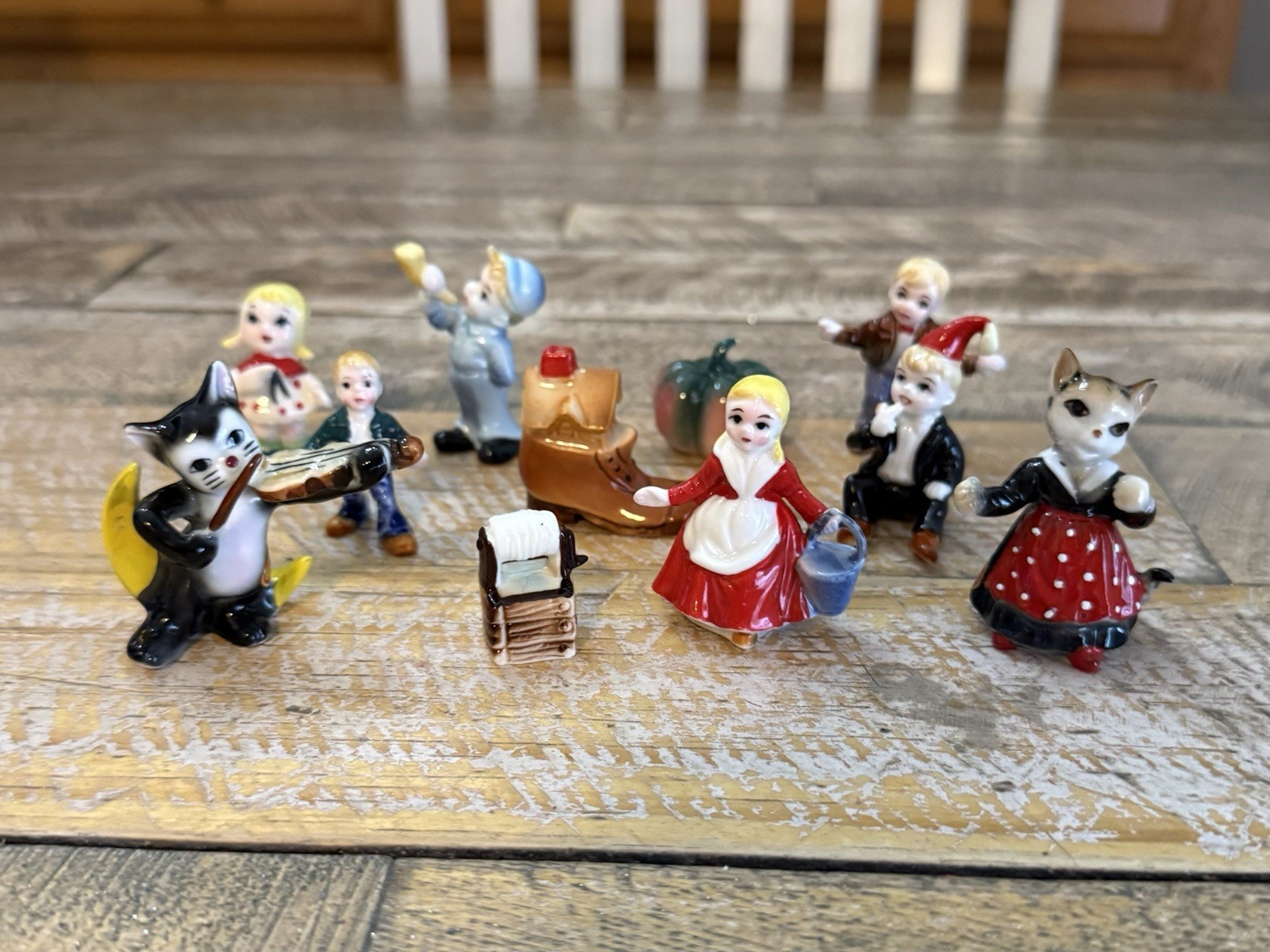 Vintage Miniature Nursery Rhyme Figurines Lot Of 11 Bone China Japan READ