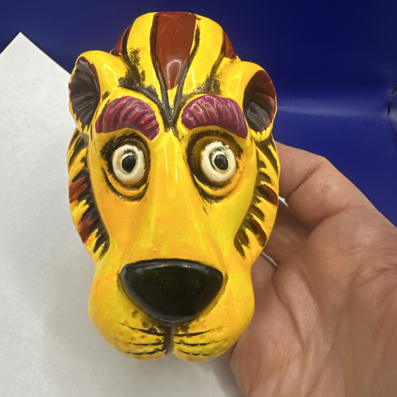 Retro Colorful Vintage 1960’s 70’s Wales Japan Chalkware Mini Stapler Tiger Head