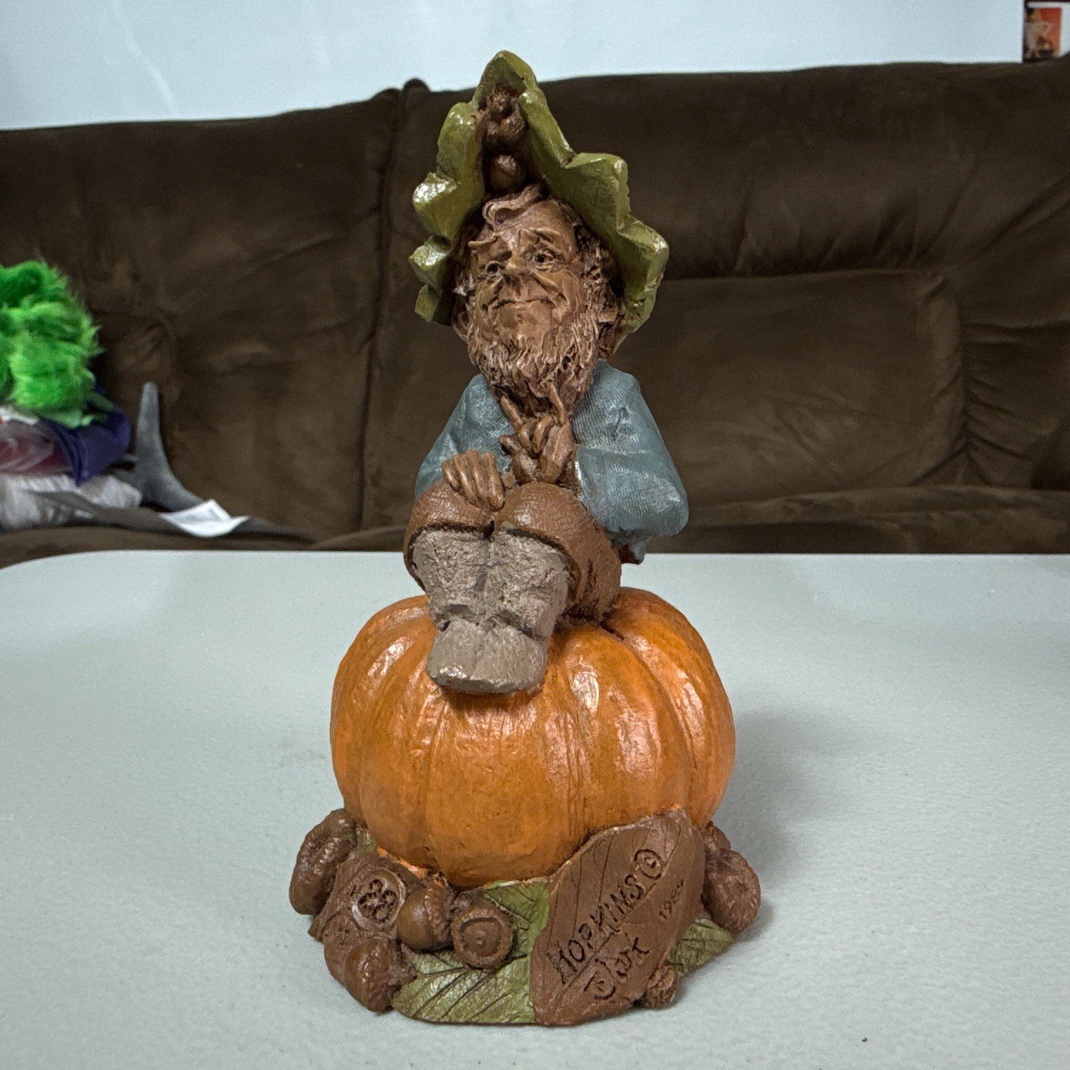 Tom Clark “Hopkins” Halloween Gnome using Sign Language On Pumpkin I Love You
