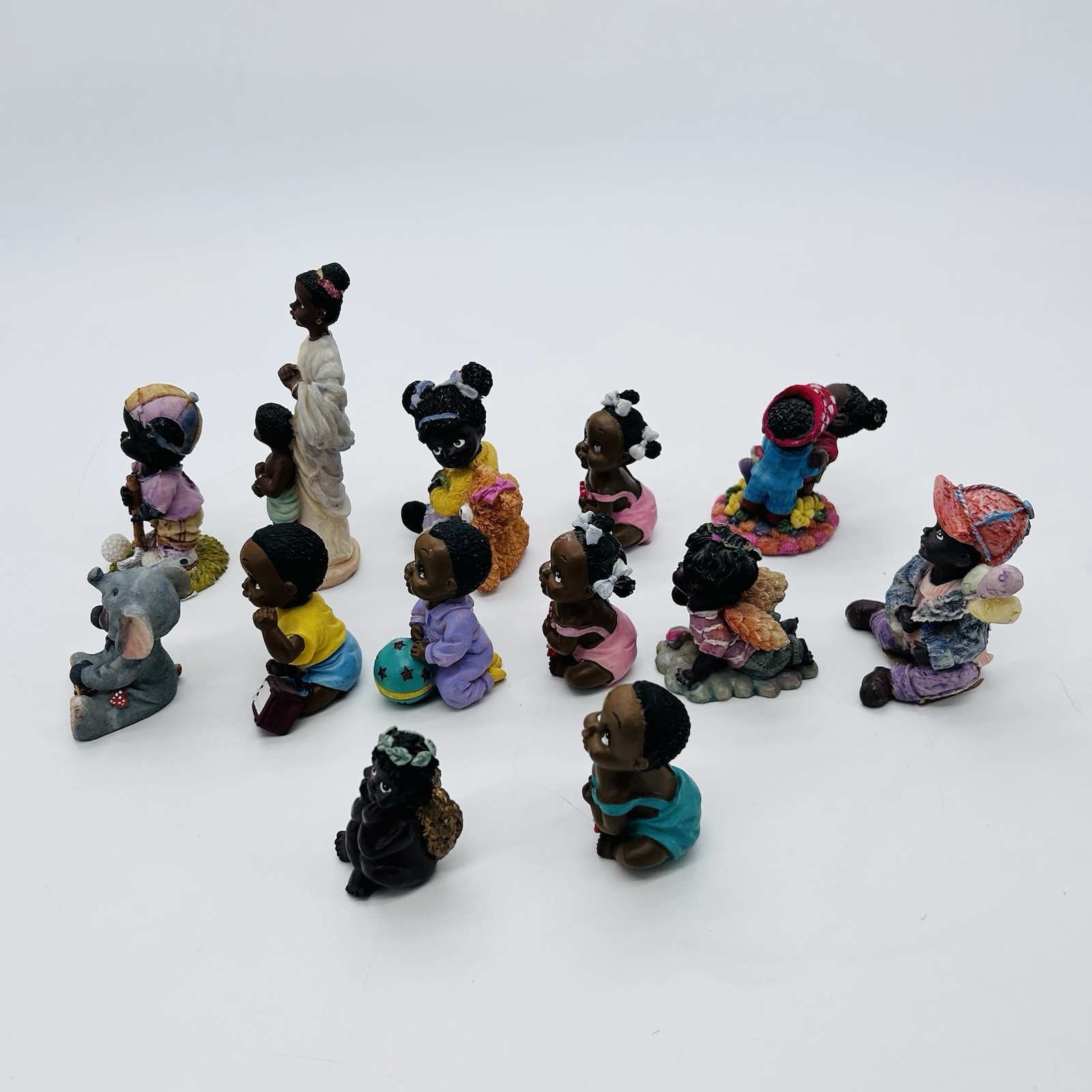 Lot Of 13 African American Family Children Resin Figurines