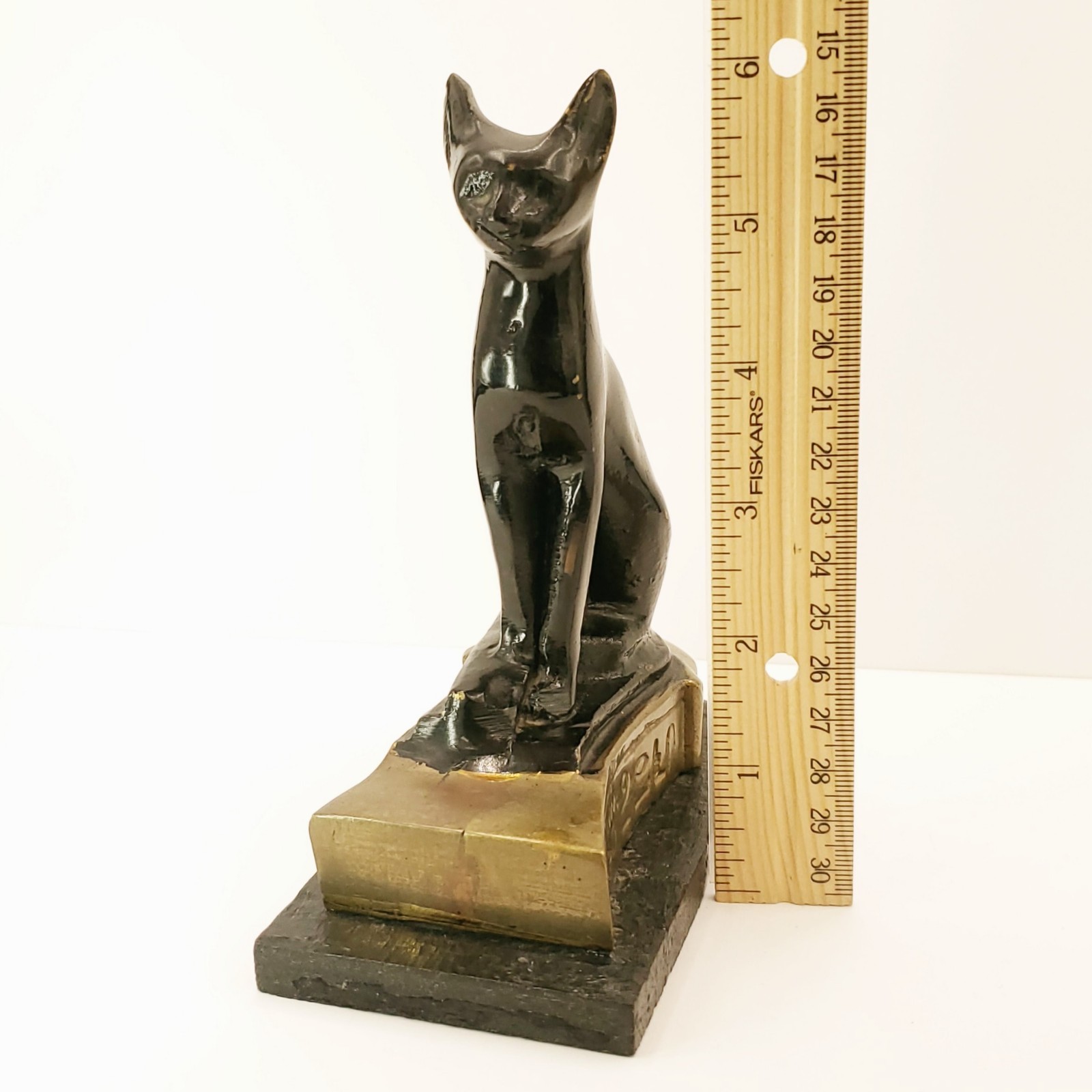 Vtg Solid Brass Bastet Egyptian Cat Figurine