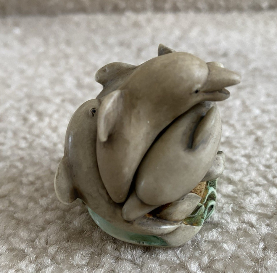 Harmony Kingdom Merry-Go-Round Dolphins Figurine Trinket Box 2000 FREE SHIP