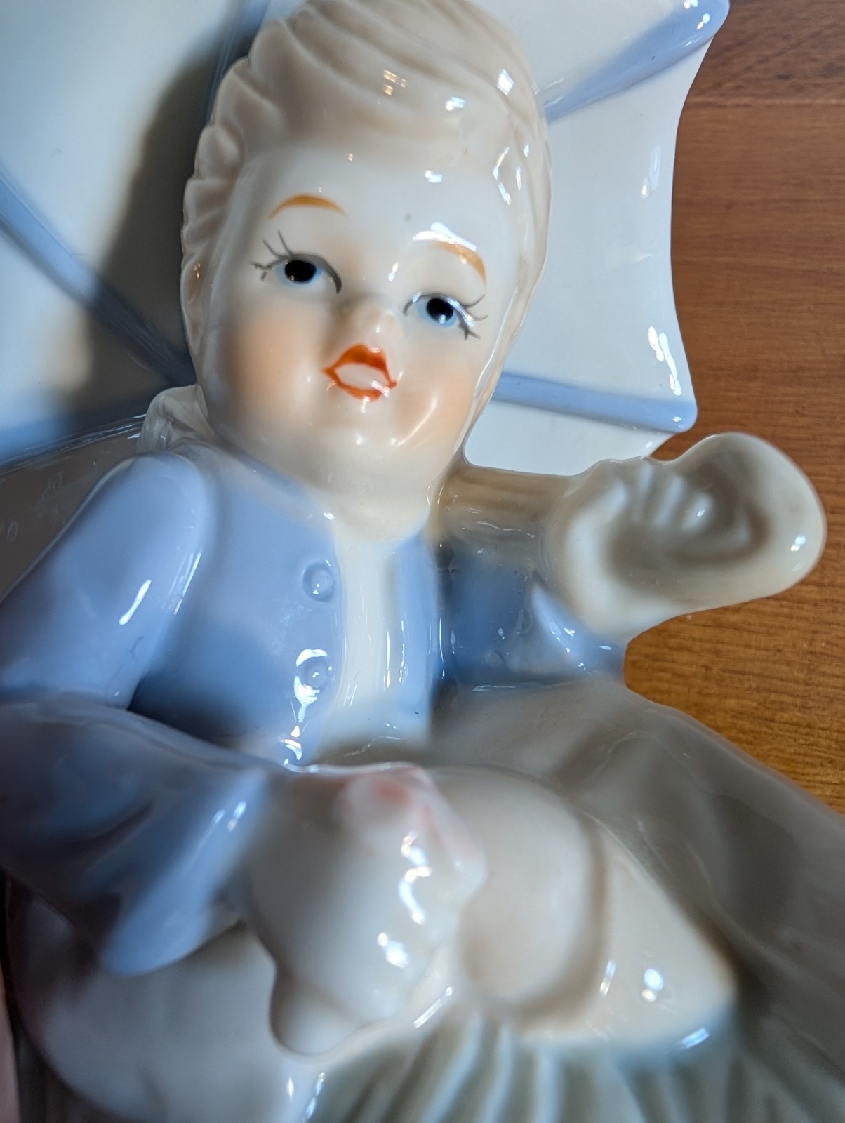 Duncan Royale Fine Porcelain Boy Sitting Under Large Umbrella
