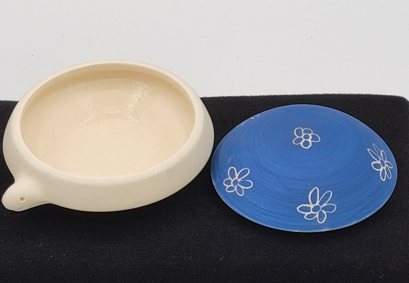 Vintage Blue TORTOISE TURTLE Porcelain Trinket Dish Stash Box BOHO RETRO