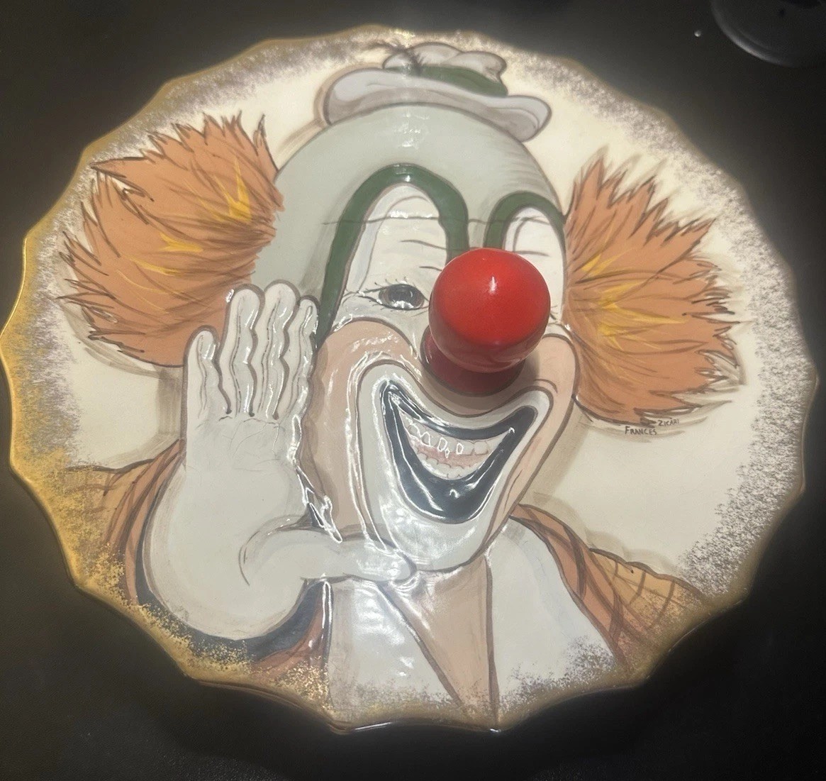 Vintage Ceramic Clown Wall Hanging Music Box Artist Frances Zicari Read Descript