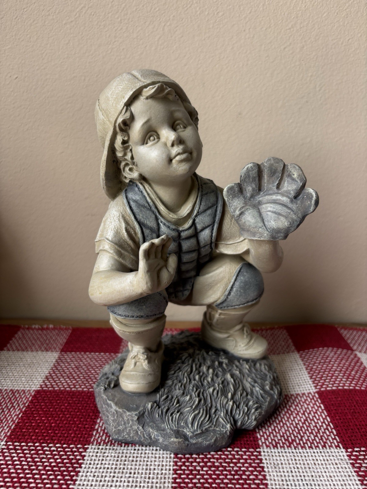 Jaimy Art Resin Baseball Pitcher & Catcher Sculptures Vintage Home Run Or Strike