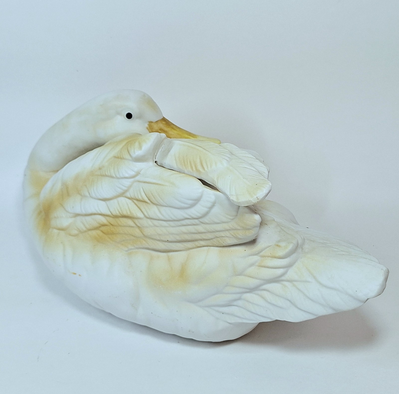 Vintage Artmark / Silvestri Nesting Duck Goose Bisque Porcelain Figure 14”