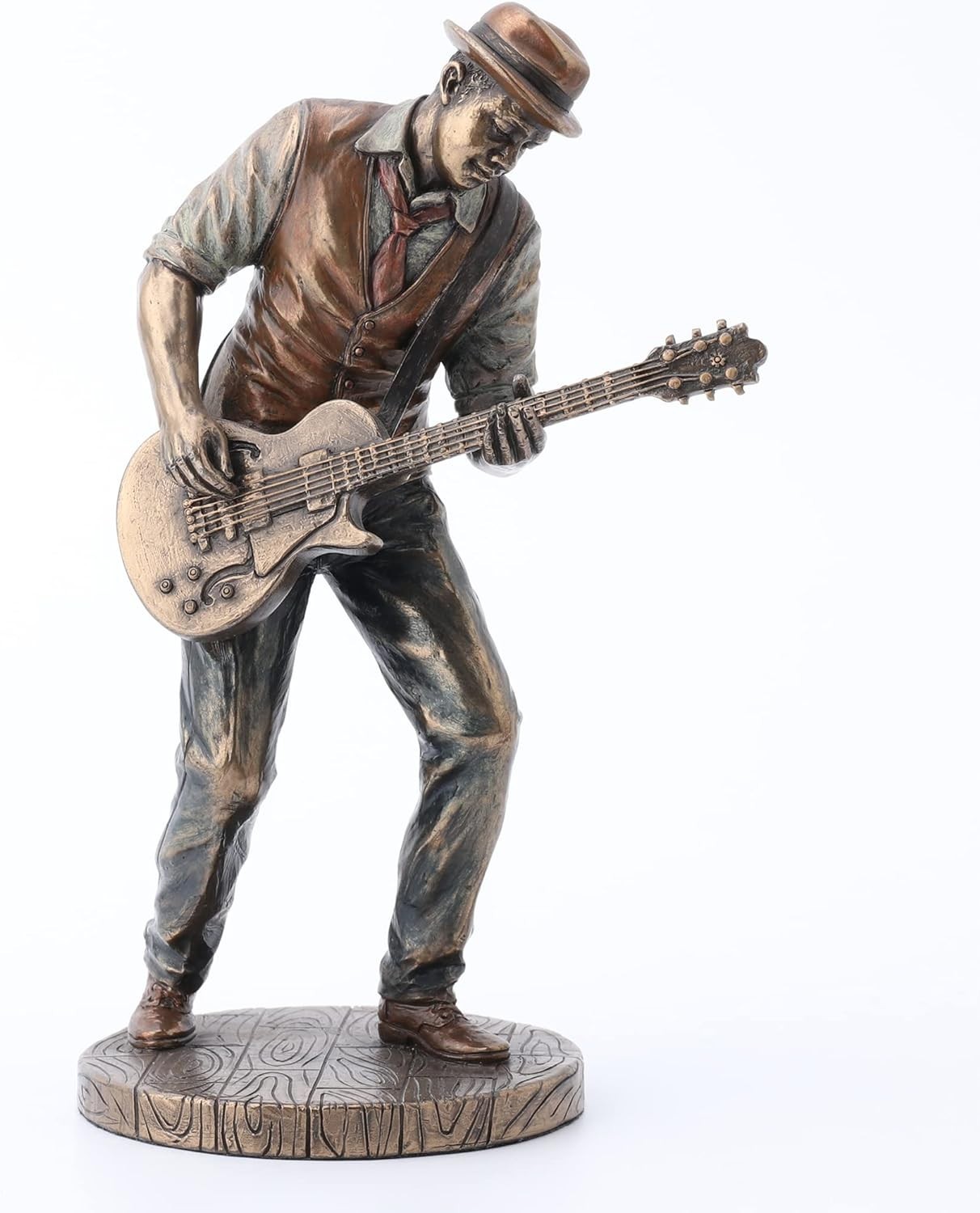 Cold Cast Bronze Jazz Band Casual Guitar Player Home Decor Figurine Collection