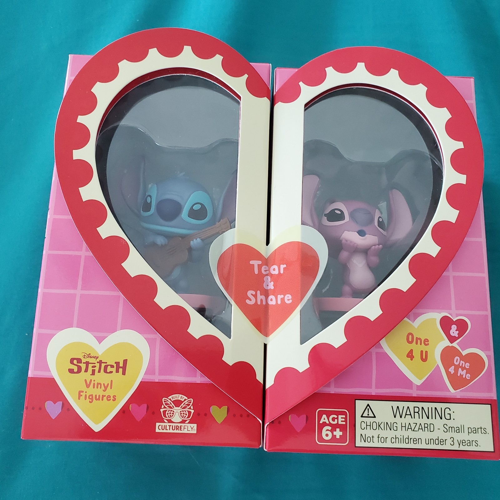 Stitch & Angel Tear & Share Vinyl Figurines Original Packaging Unopened